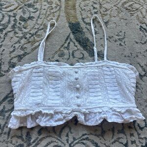 American Eagle Outfitters White Ruffled Smocked Camisole